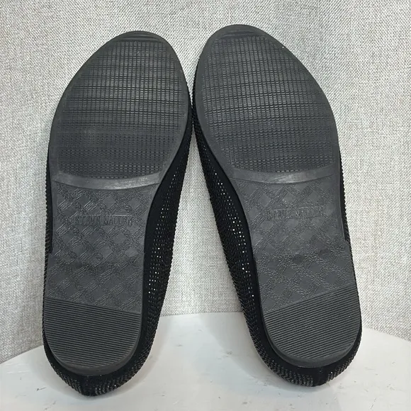 STEVE MADDEN UNISEX CAVIATO RHINESTONE COVERED SLIP ON BLACK SUEDE LOAFERS