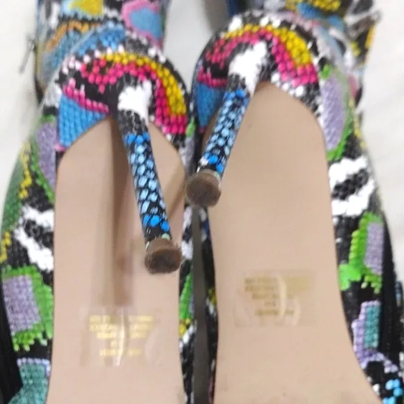 Steve Madden Vava Multicolored Snakes Print Stiletto Thigh High Boots US 9.5