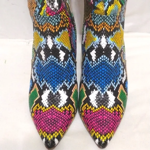 Steve Madden Vava Multicolored Snakes Print Stiletto Thigh High Boots US 9.5