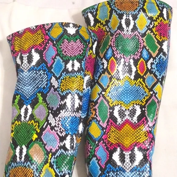 Steve Madden Vava Multicolored Snakes Print Stiletto Thigh High Boots US 9.5