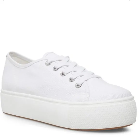 STEVE MADDEN White Canvas Platform Sneakers
