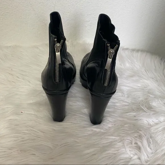 Steve Madden Amandaa black leather Chaldea high heel platform ankle boots 10