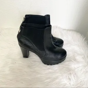 Steve Madden Amandaa black leather Chaldea high heel platform ankle boots 10
