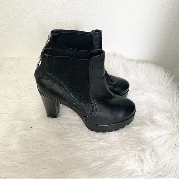 Steve Madden Amandaa black leather Chaldea high heel platform ankle boots 10