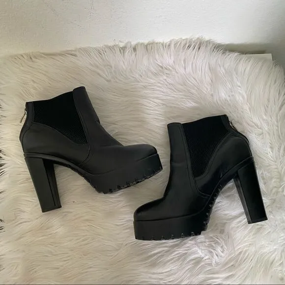 Steve Madden Amandaa black leather Chaldea high heel platform ankle boots 10