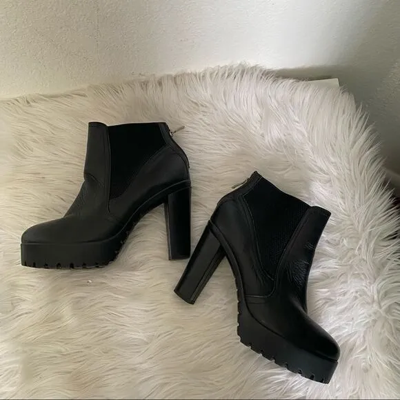 Steve Madden Amandaa black leather Chaldea high heel platform ankle boots 10