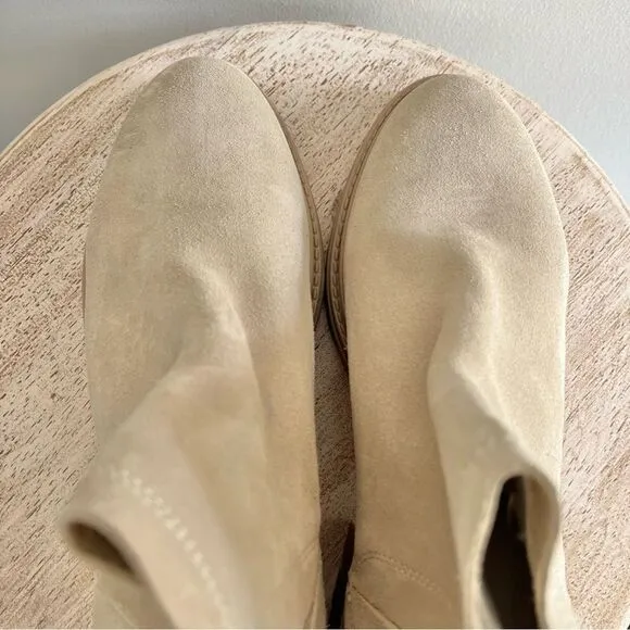 Steve Madden Moira Suede Pull On Boots With Side Stretch Light Tan Cream 10 NWOB