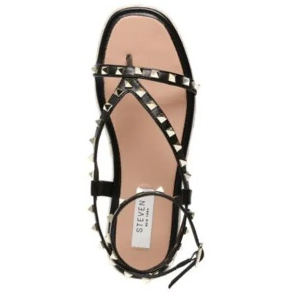 STEVEN NEW YORK Womens Black Jute-Summit Open Toe Platform Thong Sandals 7.5 M