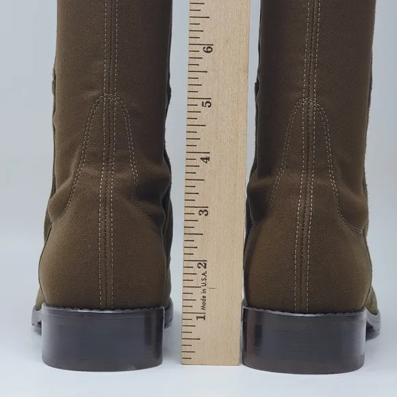 Stewart Weitzman Women's Size 5B Olive Green Suede/Stretch Fabric Tall Boots
