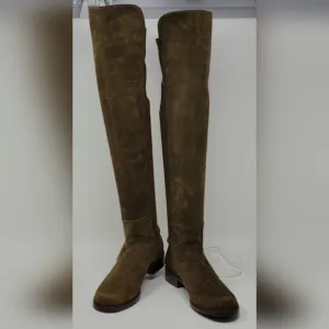 Stewart Weitzman Women's Size 5B Olive Green Suede/Stretch Fabric Tall Boots
