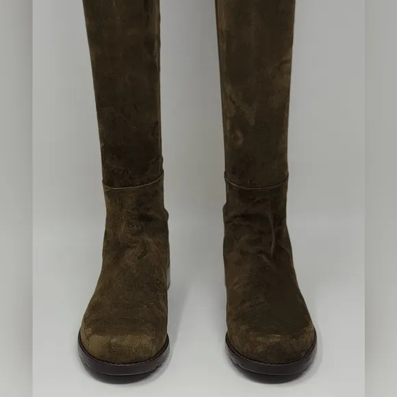 Stewart Weitzman Women's Size 5B Olive Green Suede/Stretch Fabric Tall Boots