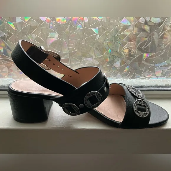 Strappy silver buckle sandals