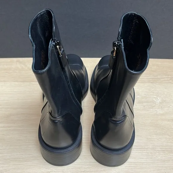 Stuart Weitzman 5050 Bold Ankle Boots Calfskin Black Size 8 US