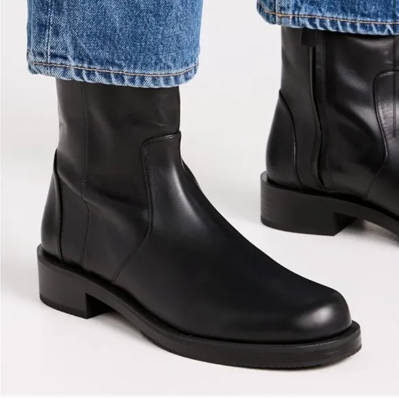 Stuart Weitzman 5050 Bold Ankle Boots Calfskin Black Size 8 US