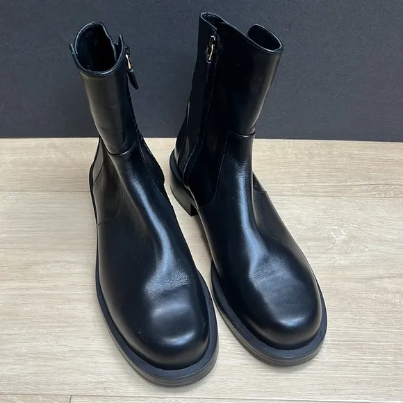 Stuart Weitzman 5050 Bold Ankle Boots Calfskin Black Size 8 US