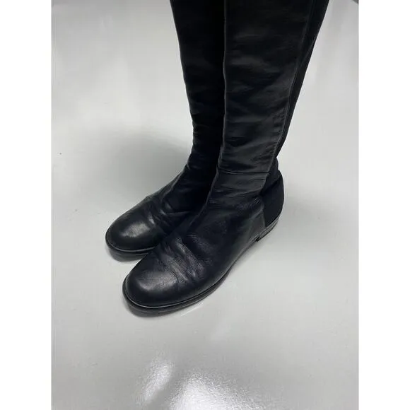 Stuart Weitzman 5050 Over The Knee Boot Black Leather Stretch Elastic Ba…