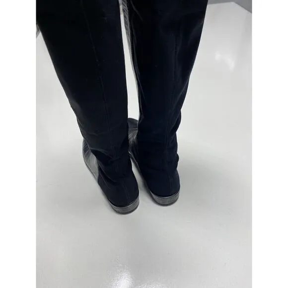 Stuart Weitzman 5050 Over The Knee Boot Black Leather Stretch Elastic Ba…