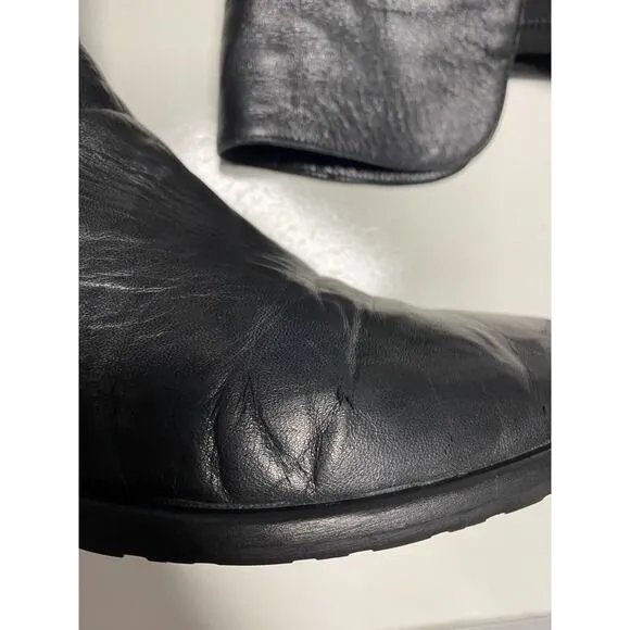 Stuart Weitzman 5050 Over The Knee Boot Black Leather Stretch Elastic Ba…