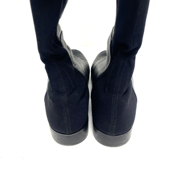 Stuart Weitzman 5050 Over The Knee Boot Black Leather Stretch Elastic Ta…