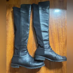 Stuart Weitzman 50/50 Women's Black Nappa Leather Knee-High Boots size 6