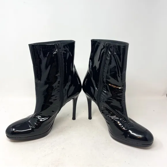 Stuart Weitzman Apollo genuine Patent Leather Black Ankle Boot Stiletto 8.5M
