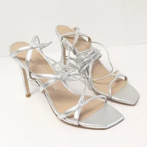 Stuart Weitzman Astrid 100 Strappy Heeled Sandals, Silver, Women's 7.5 M