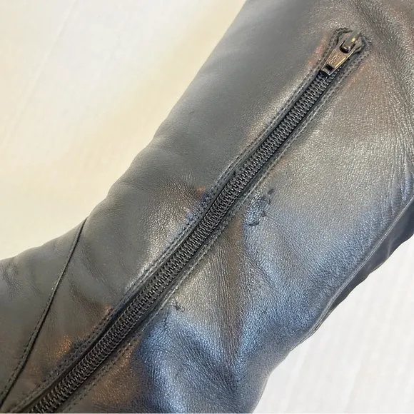 Stuart Weitzman Black Leather Knee High Boots Stretch Panel Size 7.5 Soft
