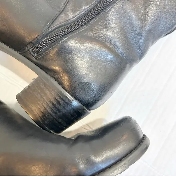 Stuart Weitzman Black Leather Knee High Boots Stretch Panel Size 7.5 Soft