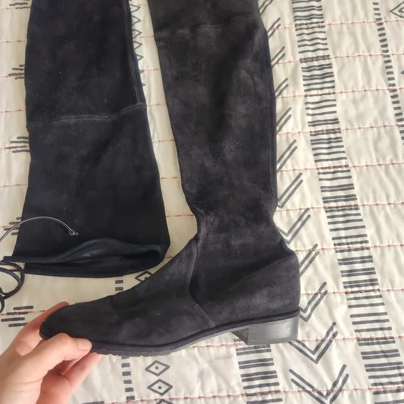 Stuart Weitzman Black Suede Over the Knee Boots 7