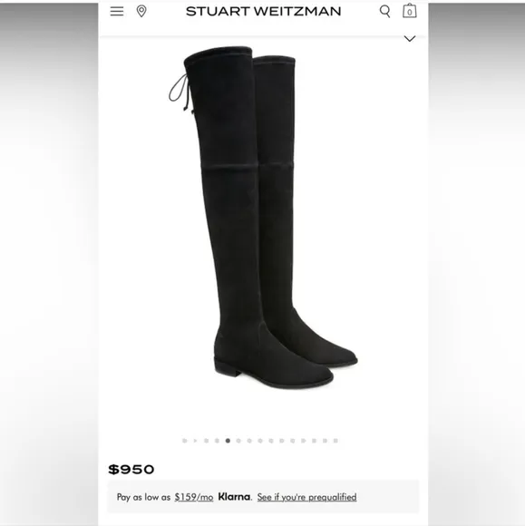 Stuart Weitzman Black Suede Over the Knee Boots 7