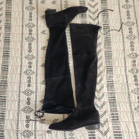 Stuart Weitzman Black Suede Over the Knee Boots 7