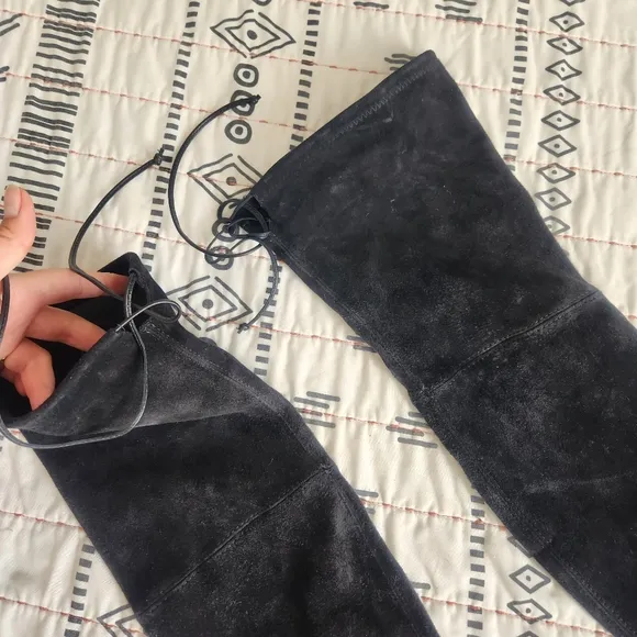 Stuart Weitzman Black Suede Over the Knee Boots 7