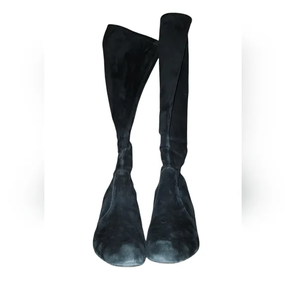 Stuart Weitzman Black Suede Stretch Knee High Heeled Boots Women’s Size 10.5 M