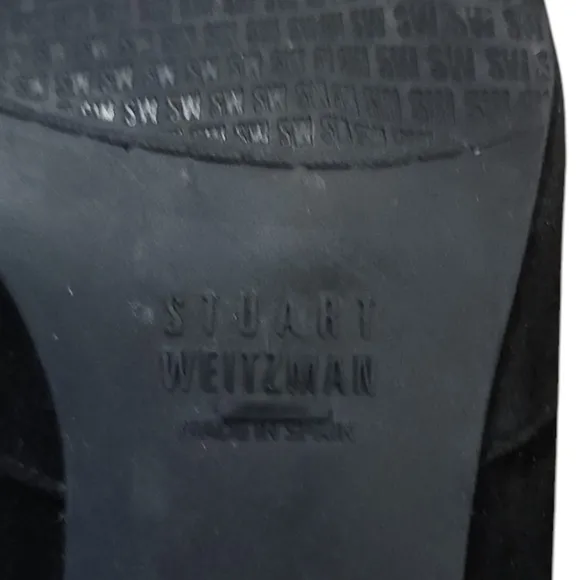 Stuart Weitzman Black Suede Stretch Knee High Heeled Boots Women’s Size 10.5 M