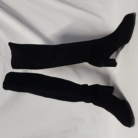 STUART WEITZMAN Black Suede Tall Boots with 3&quot; Heel, size 8½M