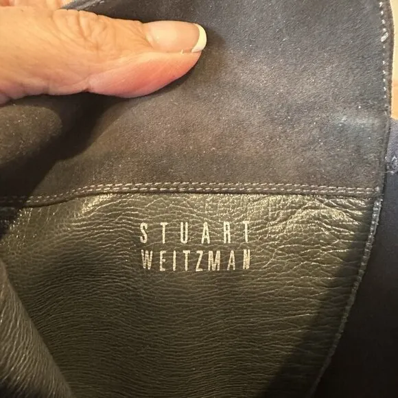 Stuart Weitzman Charcoal Gray suede knee high stretch boots Size 6.5/7