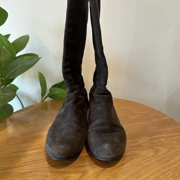 Stuart Weitzman Charcoal Gray suede knee high stretch boots Size 6.5/7