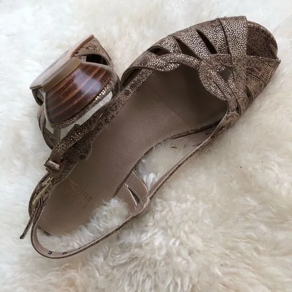 Stuart Weitzman gold suede metallic sandals flats