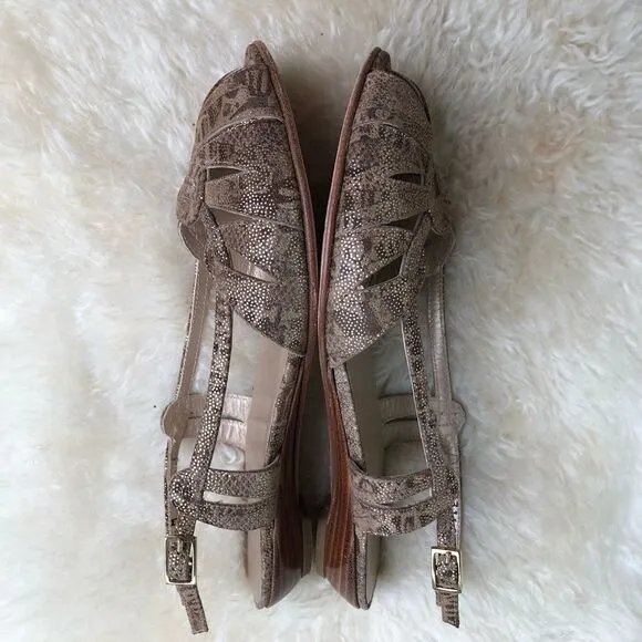 Stuart Weitzman gold suede metallic sandals flats