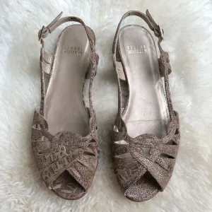 Stuart Weitzman gold suede metallic sandals flats