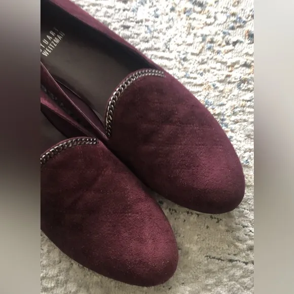 Stuart Weitzman Hallmark Suede Chain Quilted Slip On Loafers 8.5M