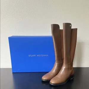 Stuart Weitzman Jayla Brown Leather Riding Boots