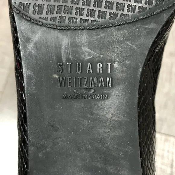 STUART WEITZMAN Made In Spain Slip On Pointy Toe Loafers Snakeskin Size 7