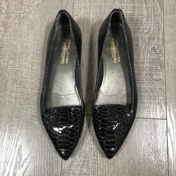 STUART WEITZMAN Made In Spain Slip On Pointy Toe Loafers Snakeskin Size 7