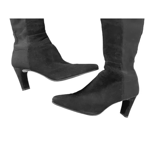 Stuart Weitzman Over The Knee Black Suede Stretch Boots