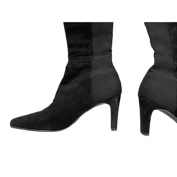 Stuart Weitzman Over The Knee Black Suede Stretch Boots
