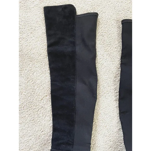 Stuart Weitzman Over The Knee Black Suede Stretch Boots