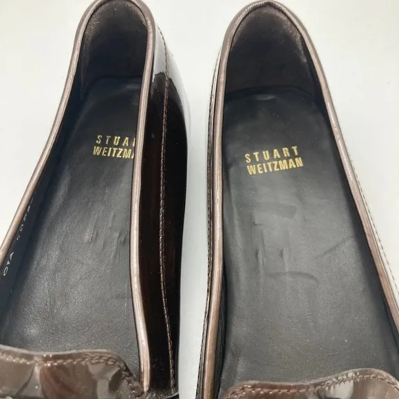 Stuart weitzman patent tassel loafers Bronze Metallic