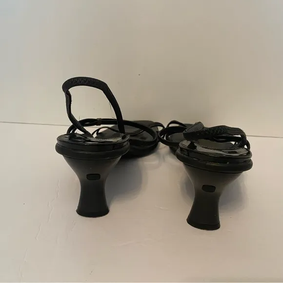 STUART WEITZMAN SHOES HEELS SANDALS BLACK LEATHER STRAPPY SIZE 10 W