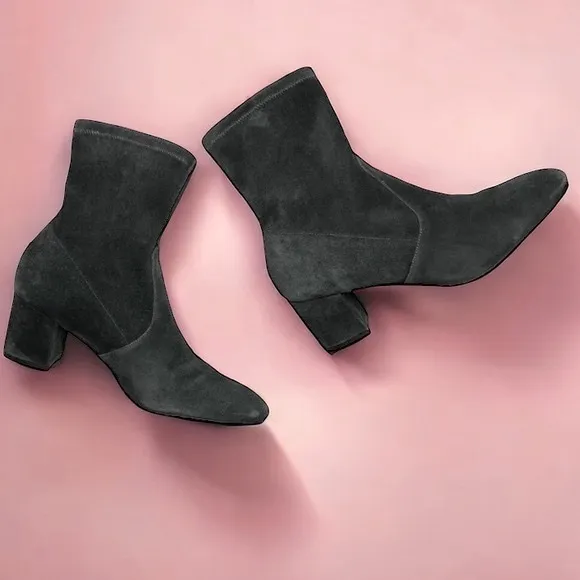 STUART WEITZMAN SIGGY BOOTS NEW SUEDE ANKLE BOOTS GREY 38.5 US 8